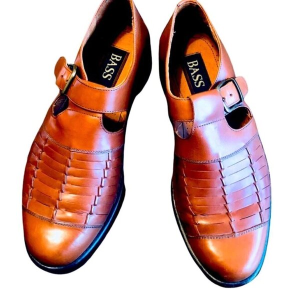 Bass SZ 11.5 Mens Morris Brown Woven Brown Leather Shoe office casual safari - Picture 9 of 9